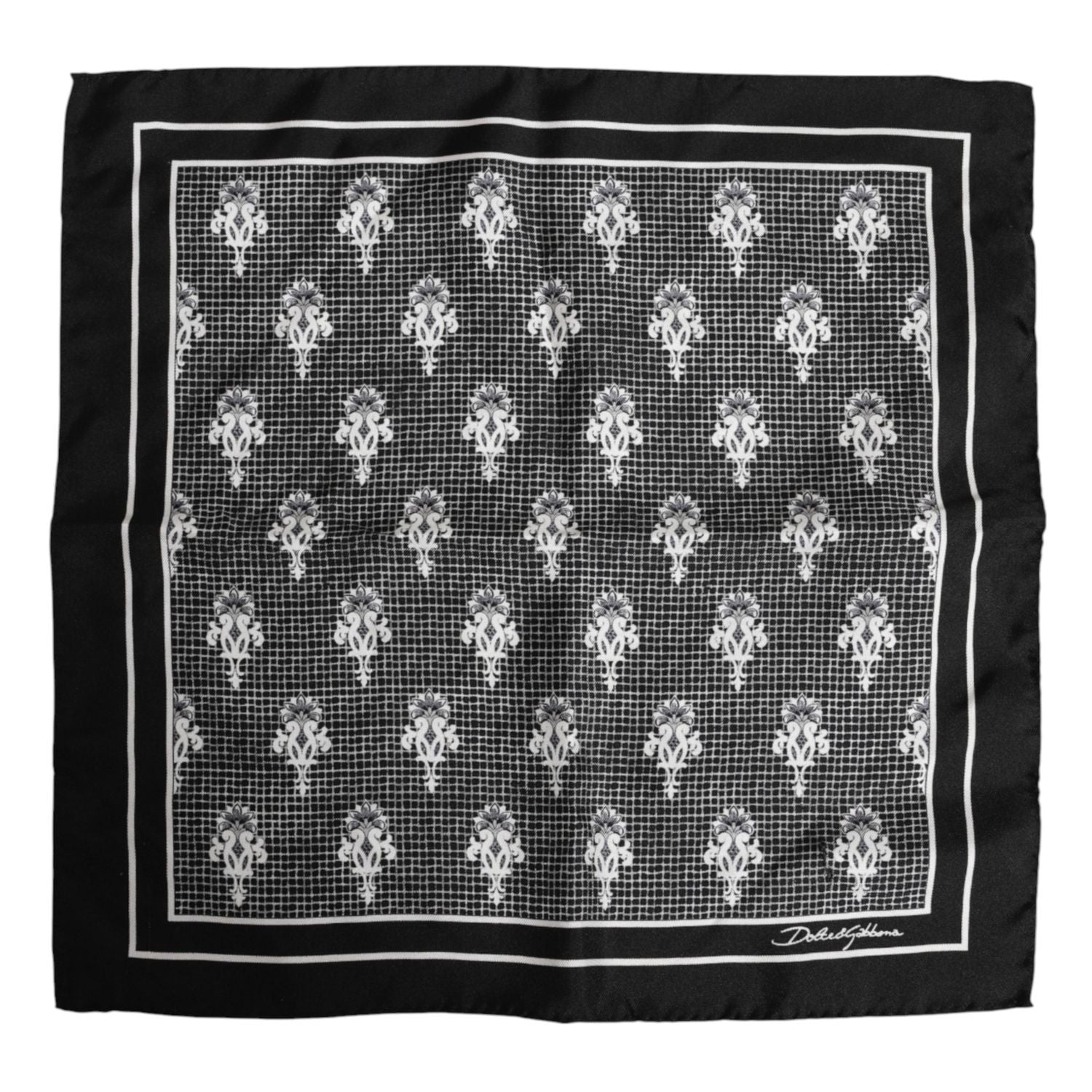 Dolce & Gabbana Black White Printed Square Foulard Scarf