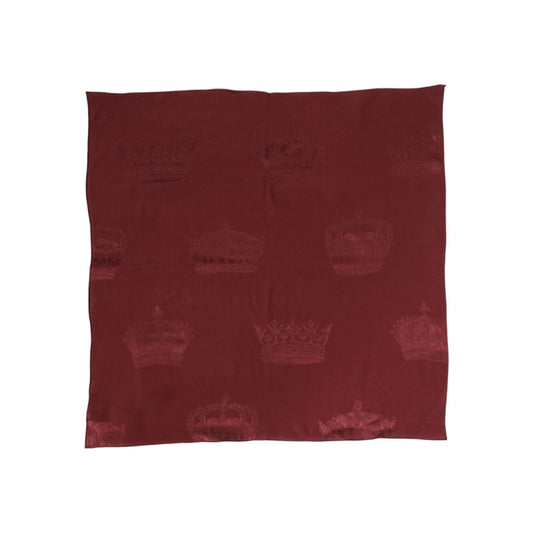 Dolce & Gabbana Maroon Silk Crown Square Men Foulard Scarf