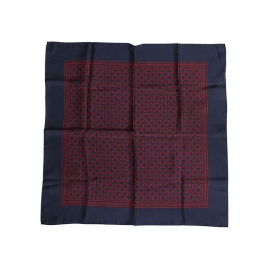 Dolce & Gabbana Red Blue Printed Silk Square Men Foulard Scarf MS7247