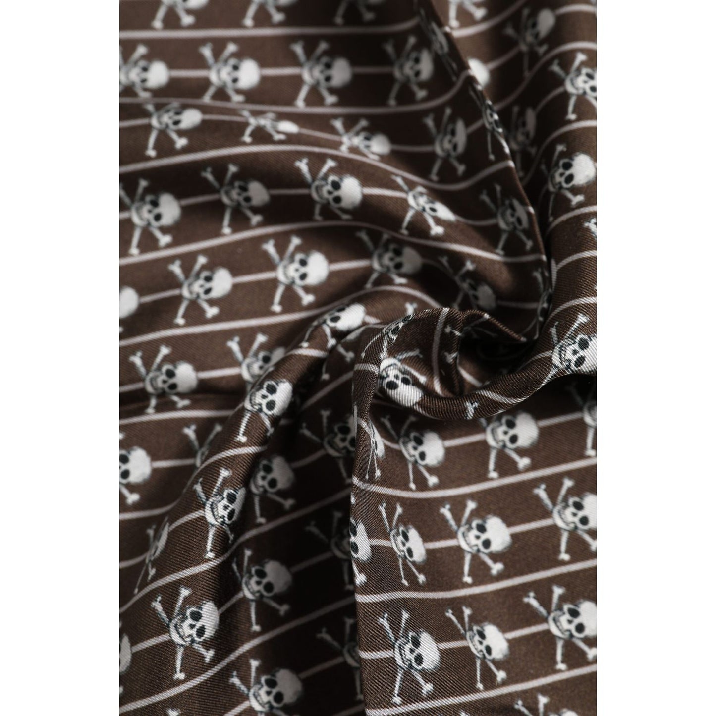 Dolce & Gabbana Brown Skull Silk Square Men Foulard Scarf MS7332