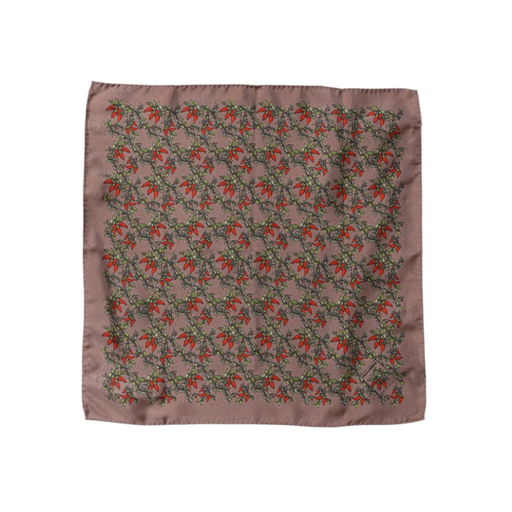 Dolce & Gabbana Brown Chili Print Silk Square Foulard Scarf MS7336