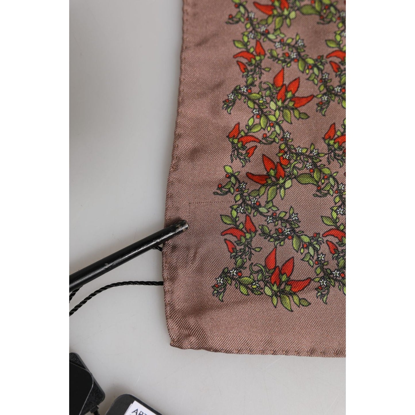 Dolce & Gabbana Brown Chili Print Silk Square Foulard Scarf MS7336
