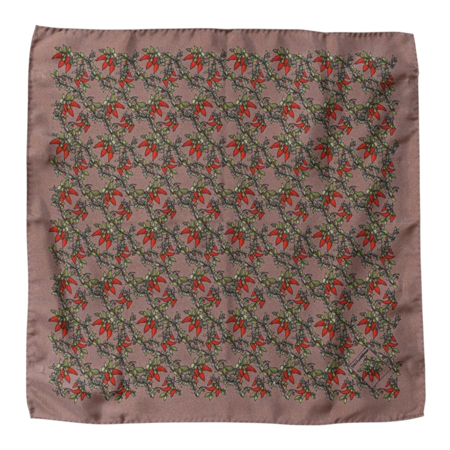 Dolce & Gabbana Brown Chilis Silk Square Men Foulard Scarf MS7338
