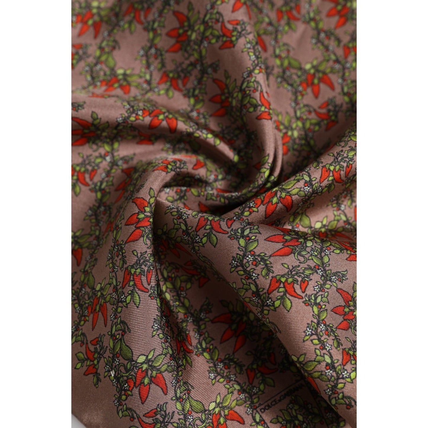 Dolce & Gabbana Brown Chilis Silk Square Men Foulard Scarf MS7338