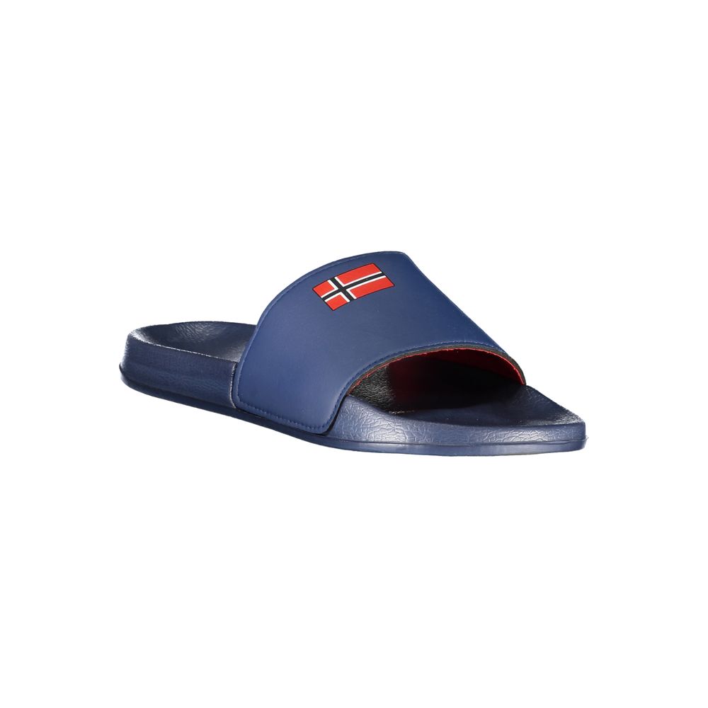 Norway 1963 Blue Plastic Men Sandal with trendy logo design, stylish and comfortable footwear.