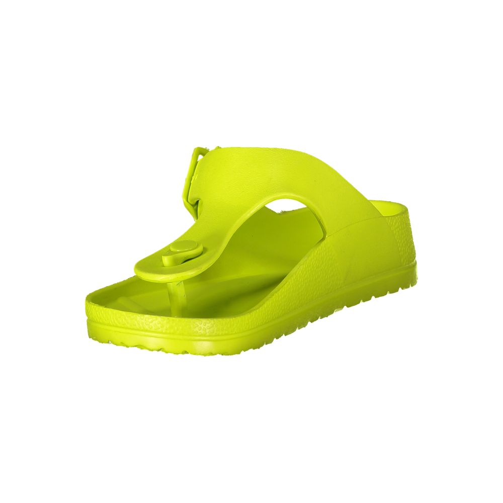 Norway 1963 Yellow Plastic Women Sandal with adjustable buckle and chic design, perfect for stylish summer outings.