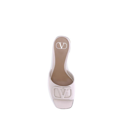 Valentino Garavani Cream Calf Leather Bos Taurus Sandals