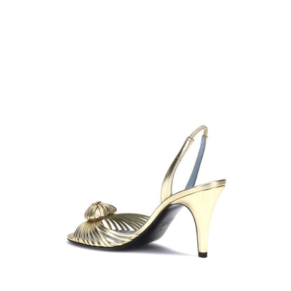 Valentino Garavani Gold Calf Leather Bos Taurus Stiletto Heel Sandals