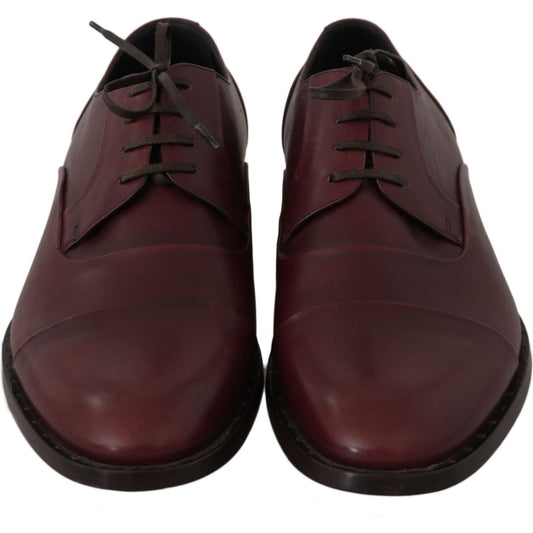 Dolce & Gabbana Red Bordeaux Leather Derby Formal Shoes MV2318-40