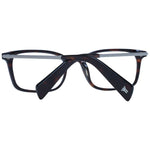 Yohji Yamamoto Brown Unisex Glasses Frame in acetate full-rim style with demo lenses, rectangle shape, 51 size, branded soft case included.