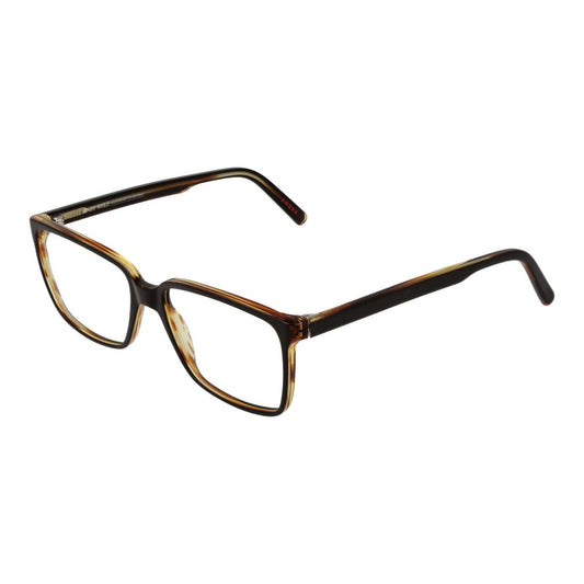 Andy Wolf Brown Unisex Glasses Frame in brown full-rim acetate with rectangle style, demo lenses, no UV protection, size 55-15-145.
