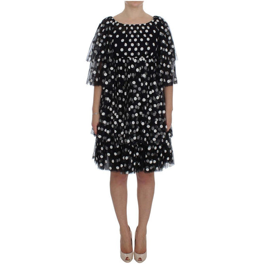 Dolce & Gabbana Black White Polka Dotted Ruffled Dress NOC10160-1