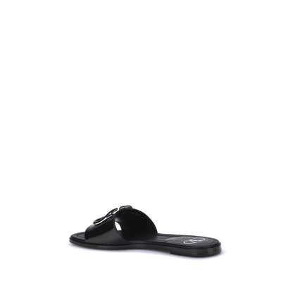 Valentino Garavani Black Calf Leather Bos Taurus Sandals
