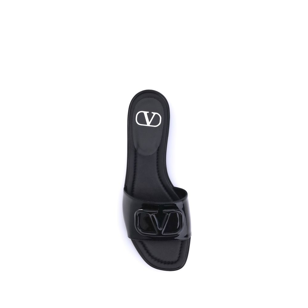 Valentino Garavani Black Calf Leather Bos Taurus Sandals
