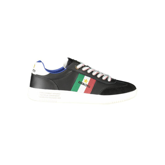 Alt Tag: Esercito 1659 Black Leather Men Sneaker with brand logo and stylish design, perfect for high-fashion sportiness.