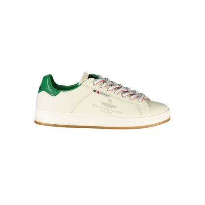 Esercito 1659 White Leather Men Sneaker with green accents and iconic logo