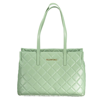 Mario Valentino Green Polyethylene Handbag with double shoulder handles and zip closure.