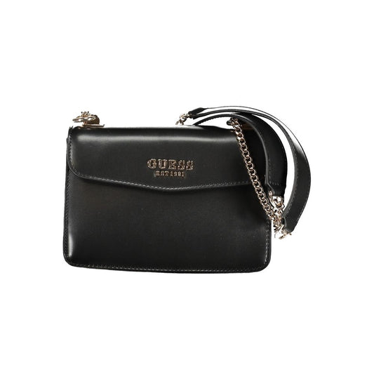 Guess Jeans Black Polyethylene Handbag with chain shoulder handles and logo on front
