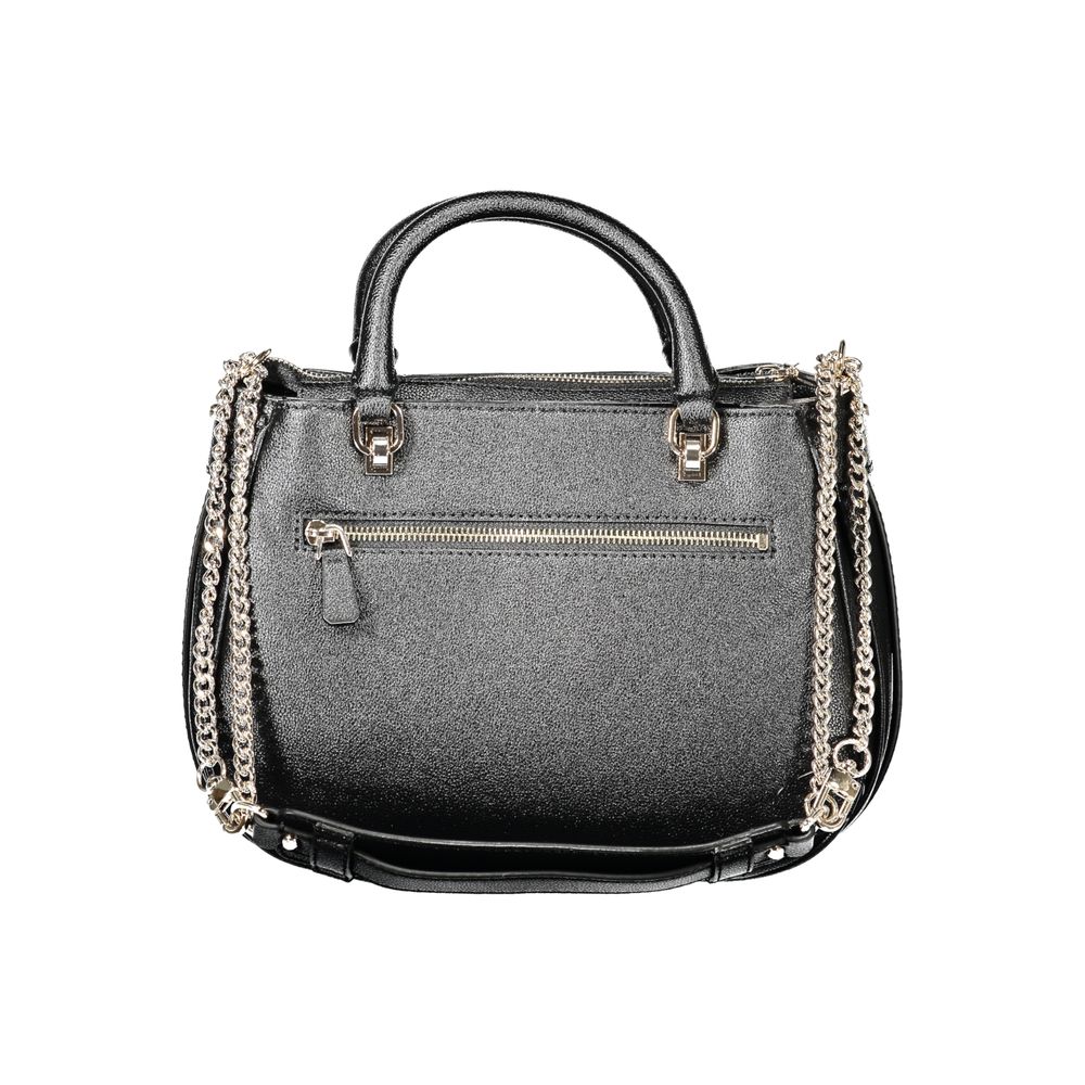 Guess Jeans Black Polyethylene Handbag with removable chain strap, external zipper pocket, and contrasting details
