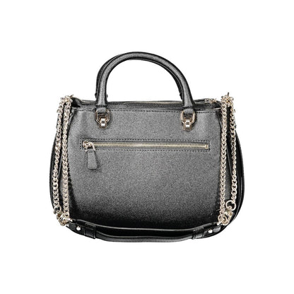 Guess Jeans Black Polyethylene Handbag with removable chain strap, external zipper pocket, and contrasting details