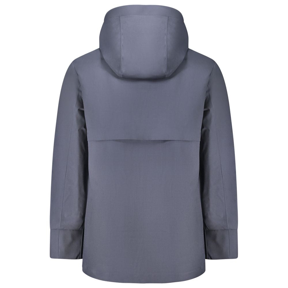 K-WAY Blue Wool Men Trench Coat