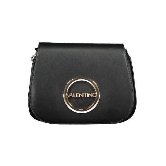 Mario Valentino Black Polyethylene Handbag with logo, adjustable strap, and compartments.
