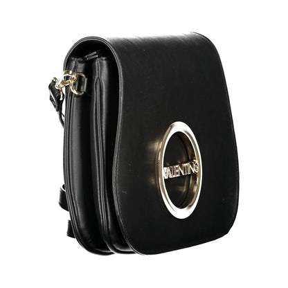 Mario Valentino Black Polyethylene Handbag with adjustable shoulder strap, two compartments, and logo detail.