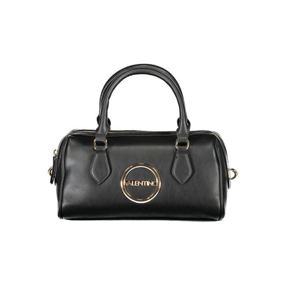 Mario Valentino Black Polyethylene Handbag with logo, adjustable strap, two handles, internal pockets, and zip closure.