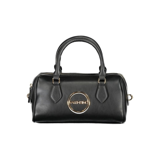 Mario Valentino Black Polyethylene Handbag with logo, zipper closure, removable strap, and internal pockets.