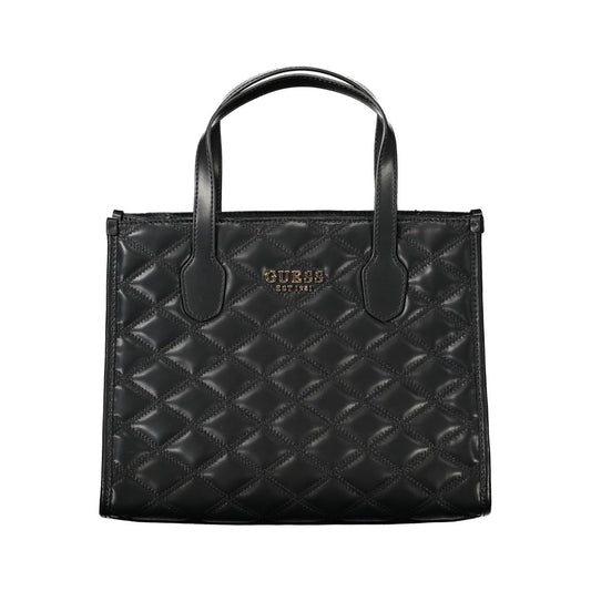 Guess Jeans Black Polyethylene Handbag with two handles, adjustable strap, and logo detail.