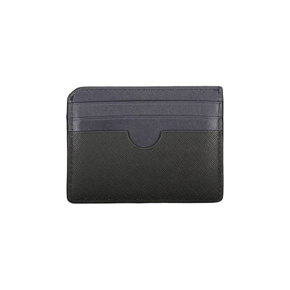 Tommy Hilfiger Black Leather Wallet with card holder, contrast details, and logo.