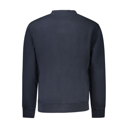 Back view of Hugo Boss Blue Cotton Men Sweater showcasing its stylish design and comfortable fit.