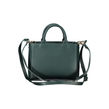 Mario Valentino Green Polyethylene Handbag with shoulder strap, handles, internal pocket, zip closure, contrasting details, logo visible.