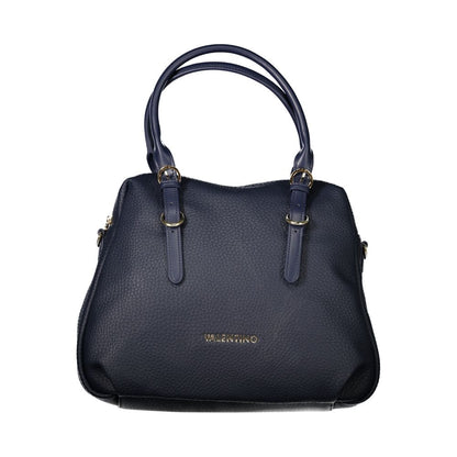 Mario Valentino Blue Polyethylene Handbag with adjustable handles and shoulder strap, featuring internal pockets and zip closure.