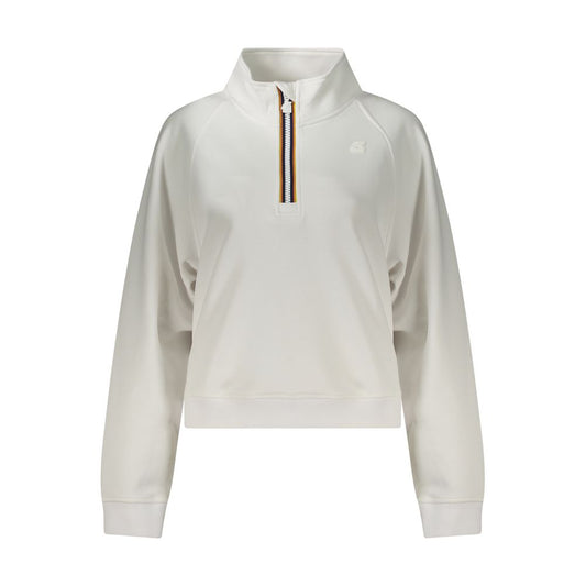 K-WAY White Polyester Women Sweater with half-zip and contrasting details, featuring the signature K-WAY logo for urban fashion adventures.