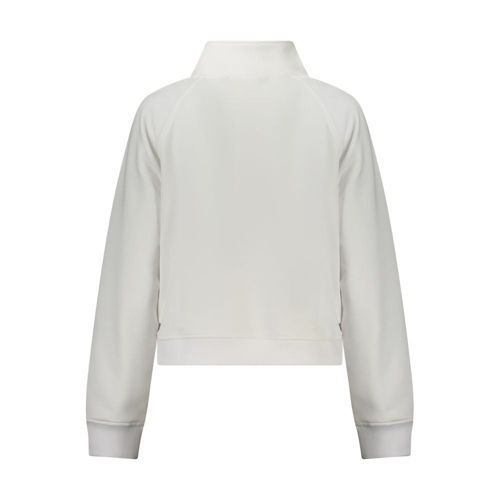 Back view of K-WAY White Polyester Women Sweater with chic design and bold half-zip, perfect for urban adventures.