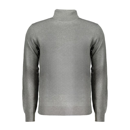 Norway 1963 Gray Polyester Sweater with long sleeves, turtleneck, and logo embroidery, showcasing its elegant design.