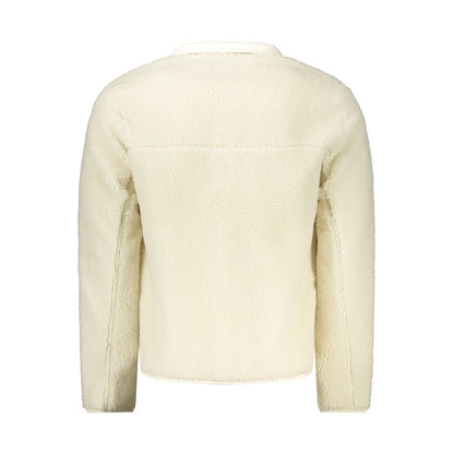 Back view of a Napapijri White Polyester Men Jacket, showcasing eco-conscious design with long sleeves and a regular fit.