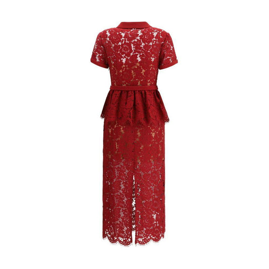 Self-Portrait Lace midi Dress SE-PF25006MBBUBURGUNDY-6