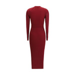 Self-Portrait Ribbed midi Dress SE-PF25080MBUBURGUNDY-S