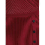 Self-Portrait Ribbed midi Dress SE-PF25080MBUBURGUNDY-S