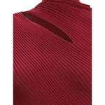 Self-Portrait Ribbed midi Dress SE-PF25080MBUBURGUNDY-S