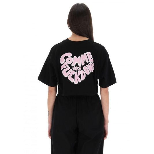 Comme Des Fuckdown Black Cotton Women T-Shirt CO-15648-IT36|XXS