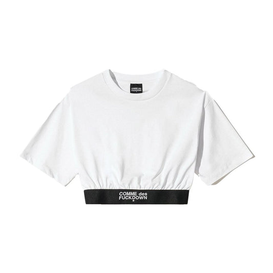 Comme Des Fuckdown White Cotton Tops & T-Shirt CO-15649-XS