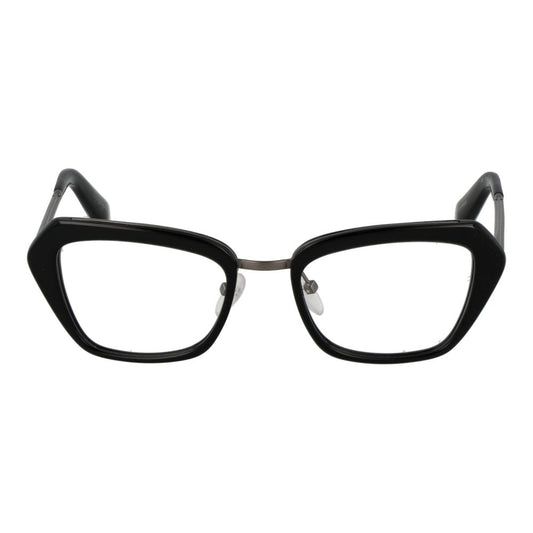 Yohji Yamamoto Black Women Glasses Frame, black full-rim plastic rectangle eyewear with demo lenses, size 51-19-140.