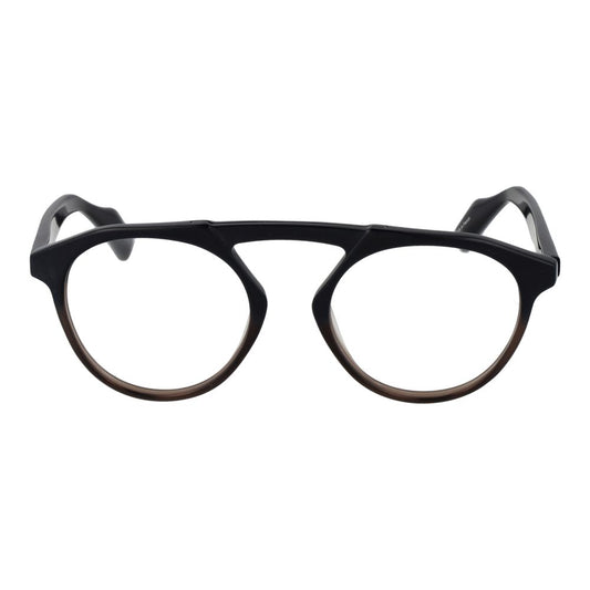 Yohji Yamamoto Black Men Glasses Frame in plastic aviator style with full-rim 50-20-145 size and demo lenses.