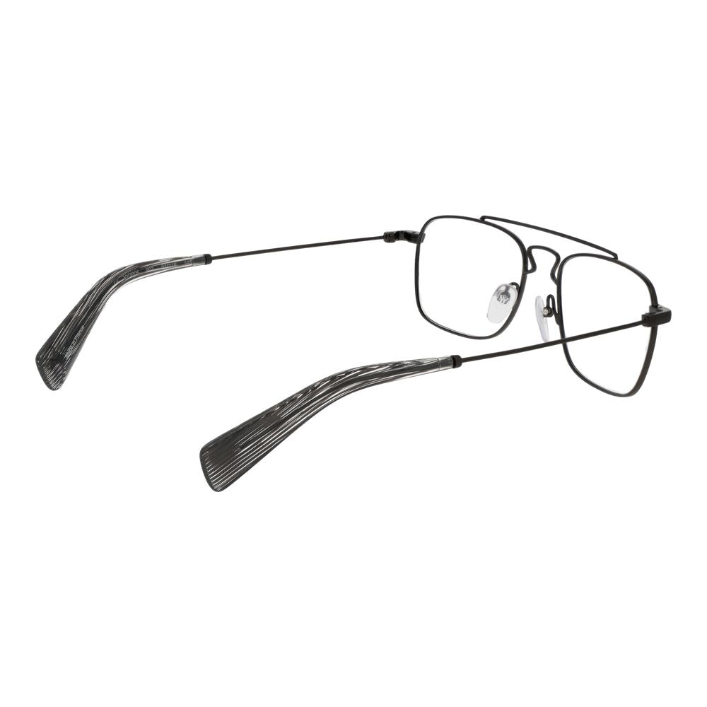 Yohji Yamamoto Gray Men Glasses Frame in full-rim gunmetal with demo lenses and metal frame style. Size: 51-18-145.