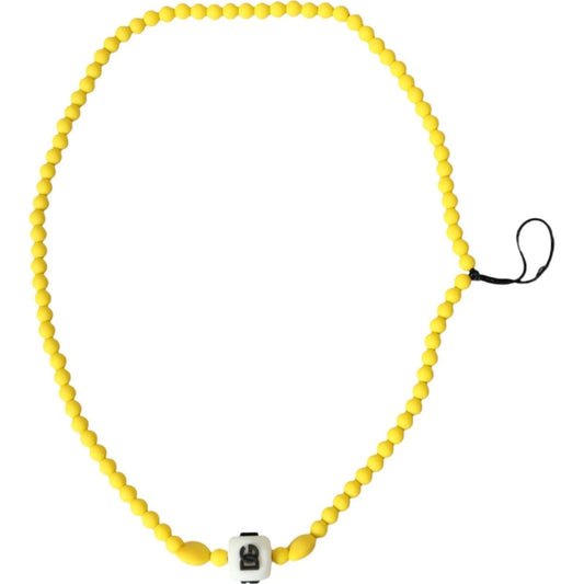 Dolce & Gabbana Yellow Beaded Chain DG Logo Charm Accessory Necklace SMY10323
