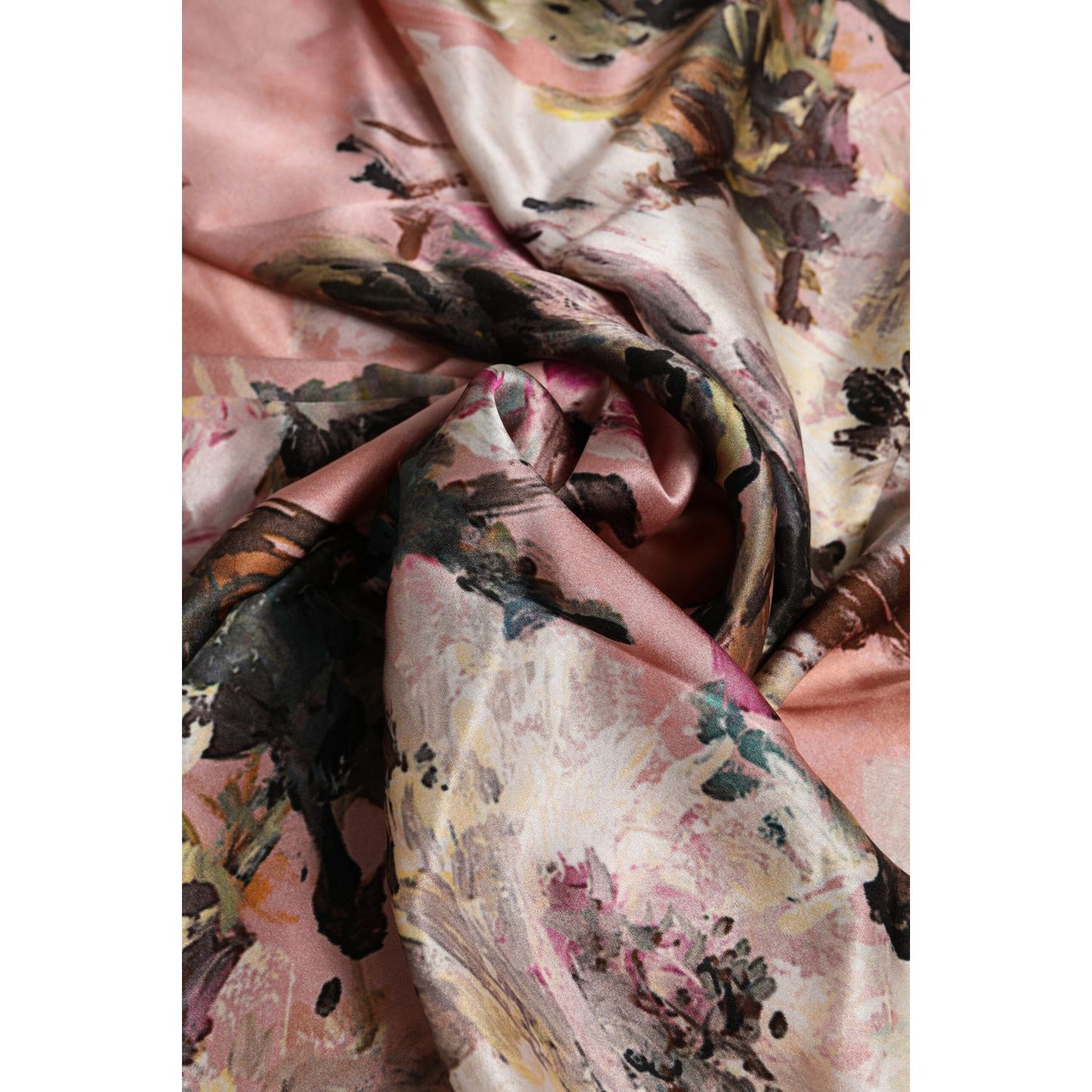 Dolce & Gabbana Pink Silk Floral Print Square Foulard Scarf MS7503