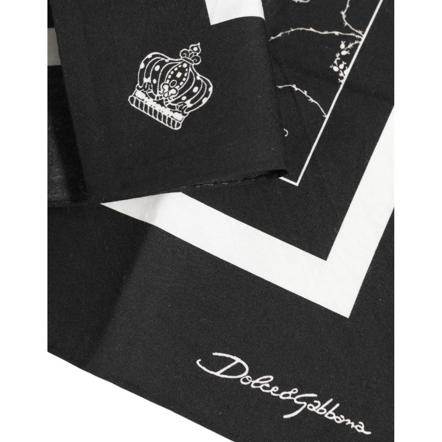 Dolce & Gabbana Black White Printed Square Men Foulard Scarf